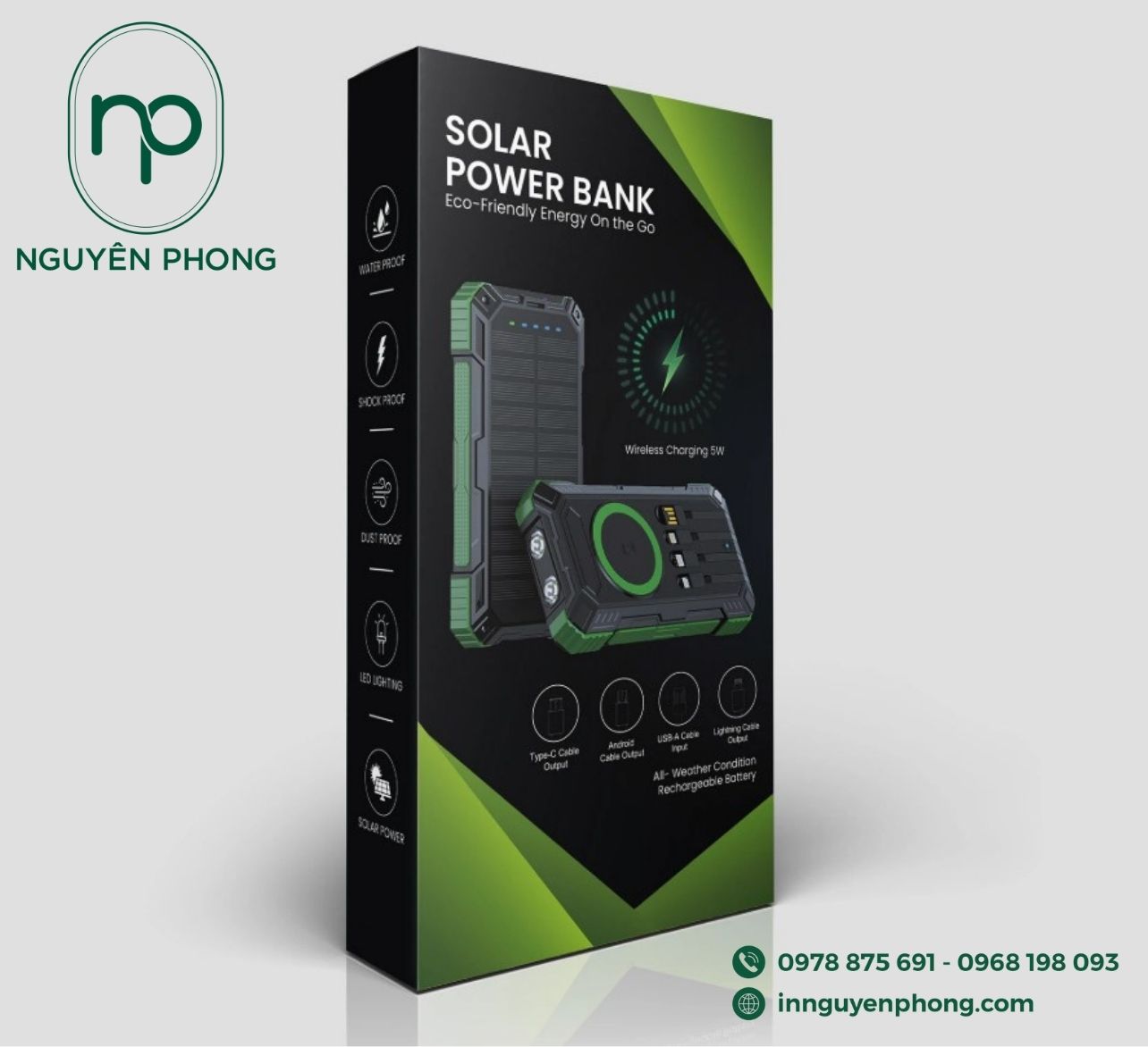 Mẫu hộp giấy đựng sạc dự phòng hiện đại 